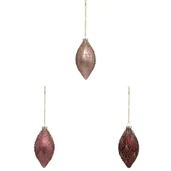 Atmosphera Christmas Glass Baubles Pack (13 cm, Rose, 3 Pc.)