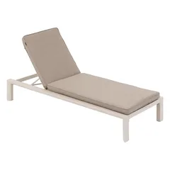 Hesperide Evasion Aluminum Sun Lounger (200 x 89 x 76 cm, Linen Beige) + Aluminum Side Table (38 x 38 x 56.5 cm, Clay)