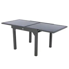 Hesperide Piazza Extendable Aluminum & Tempered Glass Dining Table (90 x 90 x 75.5 cm, Graphite Gray)