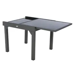 Hesperide Piazza Extendable Aluminum & Tempered Glass Dining Table (90 x 90 x 75.5 cm, Graphite Gray)