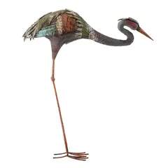 Alpine Rustic Crane Head Down Metal Statue (66.04 x 17.78 x 76.2 cm, Assorted colors)