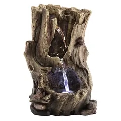 Alpine Tiered Tree Trunk Tabletop Fountain LED Light (17.78 x 12.7 x 27.94 cm)