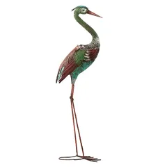 Alpine Rustic Crane Head Up Metal Statue (66.04 x 17.78 x 76.2 cm, Assorted colors)