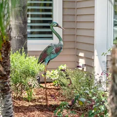 Alpine Rustic Crane Head Up Metal Statue (66.04 x 17.78 x 76.2 cm, Assorted colors)