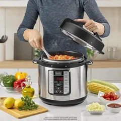 Black+Decker EZ Smart Steam Pot Electric Pressure Cooker,  PCP1000-B5 (6 L, 1000 W)