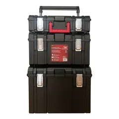 ACE 3-Piece Plastic Rolling Tool Chest with Handle & Wheels