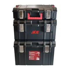 ACE 3-Piece Plastic Rolling Tool Chest with Handle & Wheels