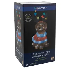 Premier Acrylic Dog with Party LED Lights and Timer (H 33 cm)