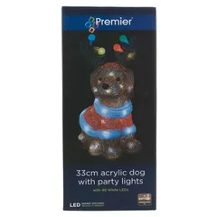 Premier Acrylic Dog with Party LED Lights and Timer (H 33 cm)