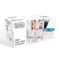 Black+Decker Spin Mop & Bucket (White & Blue)