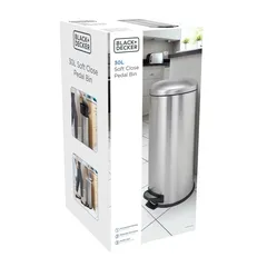 Black+Decker Stainless Steel Dome Lid Pedal Bin (30 L, Silver)