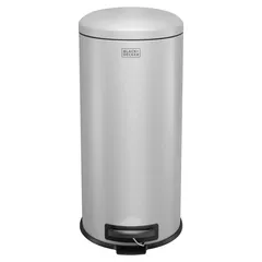 Black+Decker Stainless Steel Dome Lid Pedal Bin (30 L, Grey)