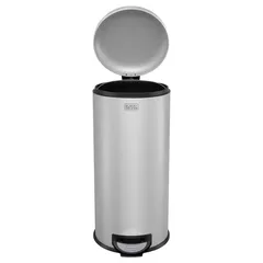 Black+Decker Stainless Steel Dome Lid Pedal Bin (30 L, Grey)