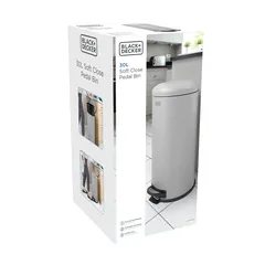 Black+Decker Stainless Steel Dome Lid Pedal Bin (30 L, Grey)