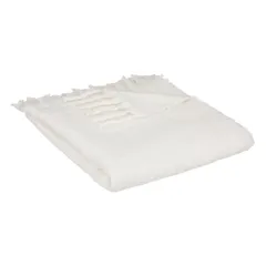 Atmosphera Kodi Mohair-Effect Polyester Blanket (180 x 130 x 0.01 cm, Ivory)
