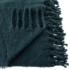Atmosphera Kodi Mohair-Effect Polyester Blanket (180 x 130 x 0.01 cm, Aegean Blue)