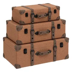 Atmosphera Be Vintage Wooden Trunk Set (3 Pc., Caramel Brown)