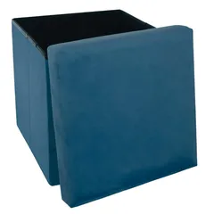 Atmosphera Tess Folding Pouf (38 x 37.5 x 38 cm, Dark Blue)