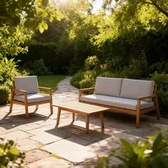 طقم جلوس 4 مقاعد خشب أكاسيا ليفينج أكسينتس نوهارا (67.5 × 169.5 × 73 سم)