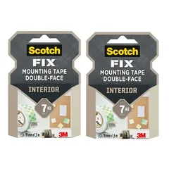 Scotch Fix Double-Face Interior Mounting Tape (19 mm x 1.5 m, Pack Of 2)