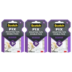 Scotch Fix Double-Face Mirror Mounting Tape (19 mm x 1.5 m, Pack Of 3)