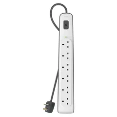 Belkin 6-Outlet Surge Protection Strip W/ Power Cord (2 m, White)