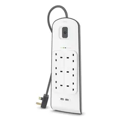 Belkin 6-Outlet Surge Protection Strip W/2 USB 2.4A Port (2 m, White)
