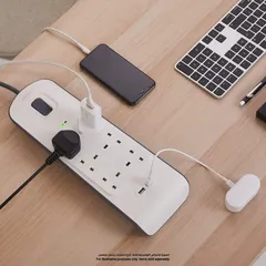 Belkin 6-Outlet Surge Protection Strip W/2 USB 2.4A Port (2 m, White)