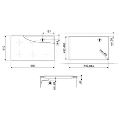 Smeg Universale Aesthetic Built-In 5 Zone Induction Hob, SI2951D (5.3 x 90 x 51 cm)