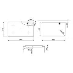 Smeg Universale Aesthetic Built-In 5 Zone Ceramic Electric Hob, SE495ETD (5 x 90 x 51 cm)