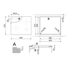 موقد كهربائي سيراميك مدمج 4 مناطق طهي سميج يونيفيرسل اثيتيك SE364ETD (5 × 60 × 51 سم)