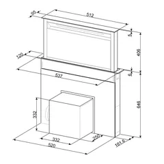 Smeg Universale Aesthetic Built-In DownDraft Hood, KDD60VXE-2 (105 x 53.7 x 12 cm)
