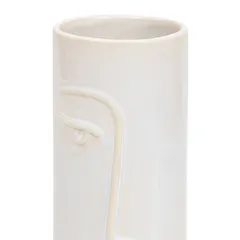 Atmosphera Soleya Ceramic Face Vase (11 x 25 cm, White)