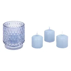 طقم هدية شمعة في جرة مع حامل شموع صغيرة أتموسفيرا عودي (4 قطع)