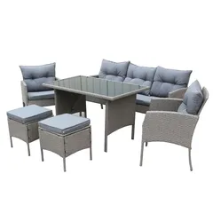 Aspen 7-Seater Rattan Sofa Dining Set (161 x 67 x 78 cm)