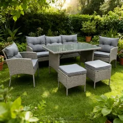 Aspen 7-Seater Rattan Sofa Dining Set (161 x 67 x 78 cm)