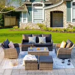 Nashville Rattan 7-Seater Sofa Set (181 x 77 x 77 cm)