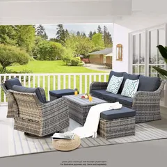 Nashville Rattan 7-Seater Sofa Set (181 x 77 x 77 cm)