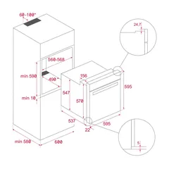 فرن كهربائي داخلي متعدد الوظائف HLB 8400 FBK تيكا (71 لتر، 2550 واط)