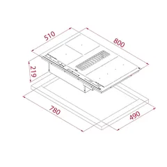 Teka FullFlex MasterSense Air 4 Zone Induction Hob W/Integrated Hood, AFF 87601 (21.9 x 80 x 51 cm)