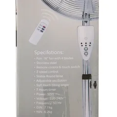 Crownline Adjustable Height Metal Stand Fan W/Remote, SF401 (50 W)