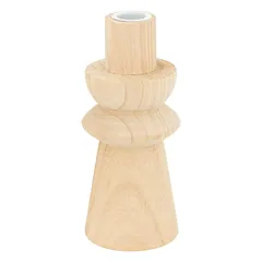 Atmosphera Wood Candle Holder (Beige, 10.5 x 23.5 cm, 2 Pc.)