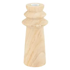 Atmosphera Wood Candle Holder (Beige, 10.5 x 23.5 cm, 2 Pc.)