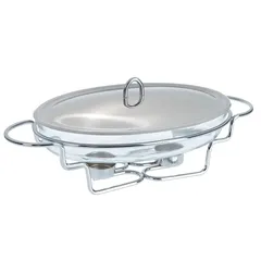 Stainless Steel Oval Food Warmer (3 L, Silver)