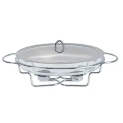 Stainless Steel Oval Food Warmer (3 L, Silver)