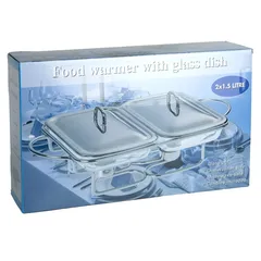 Stainless Steel Rectangular Food Warmer Set (1.5 L, 2 Pc.)