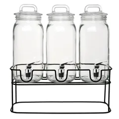 Glass Beverage Set W/Black Strand (3 L, 3 Pc.)