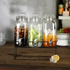 Glass Beverage Set W/Black Strand (3 L, 3 Pc.)