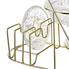 Glass Snack Bowls Set W/Gold Stand (3. Pc)