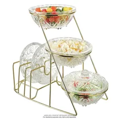 Glass Snack Bowls Set W/Gold Stand (3. Pc)